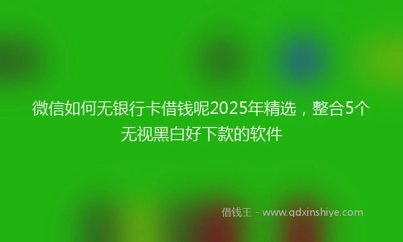 微信如何无银行卡借钱呢2025年精选，整合5个无视黑白好下款的软件