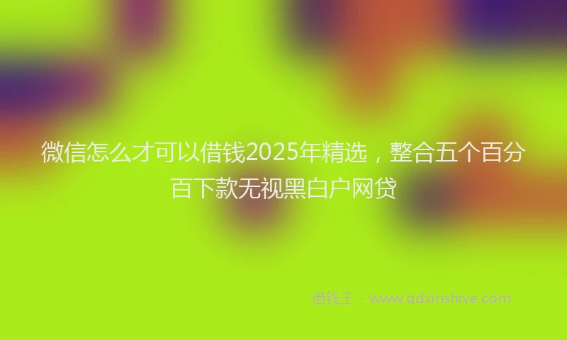 微信怎么才可以借钱2025年精选，整合五个百分百下款无视黑白户网贷
