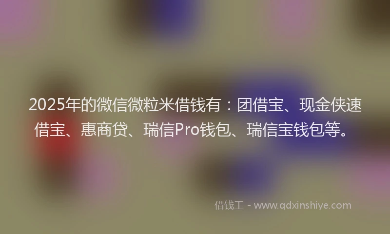 2025年的微信微粒米借钱有：团借宝、现金侠速借宝、惠商贷、瑞信Pro钱包、瑞信宝钱包等。