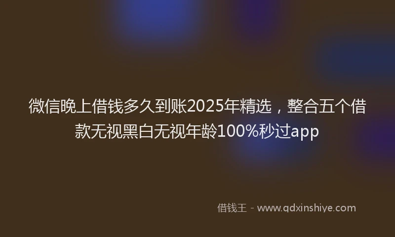 微信晚上借钱多久到账2025年精选，整合五个借款无视黑白无视年龄100%秒过app