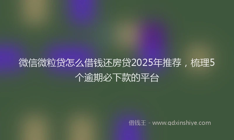 微信微粒贷怎么借钱还房贷2025年推荐，梳理5个逾期必下款的平台