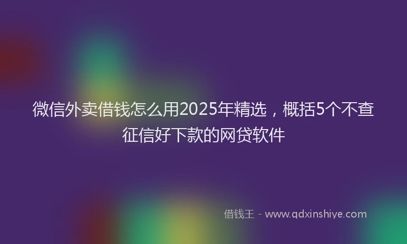 微信外卖借钱怎么用2025年精选，概括5个不查征信好下款的网贷软件