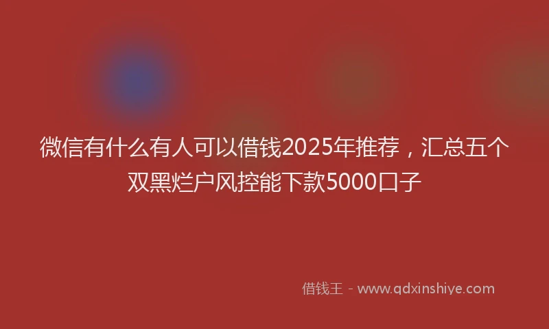 微信有什么有人可以借钱2025年推荐，汇总五个双黑烂户风控能下款5000口子