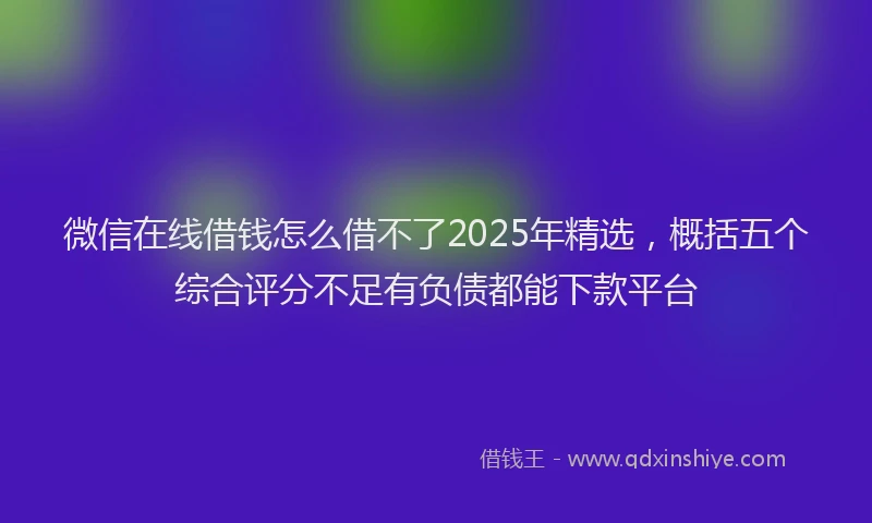 微信在线借钱怎么借不了2025年精选，概括五个综合评分不足有负债都能下款平台