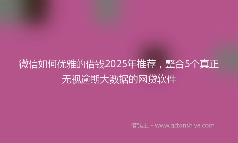 微信如何优雅的借钱2025年推荐，整合5个真正无视逾期大数据的网贷软件