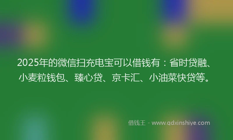 2025年的微信扫充电宝可以借钱有：省时贷融、小麦粒钱包、臻心贷、京卡汇、小油菜快贷等。