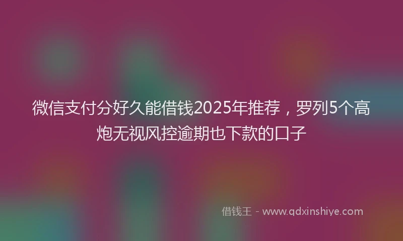 微信支付分好久能借钱2025年推荐，罗列5个高炮无视风控逾期也下款的口子