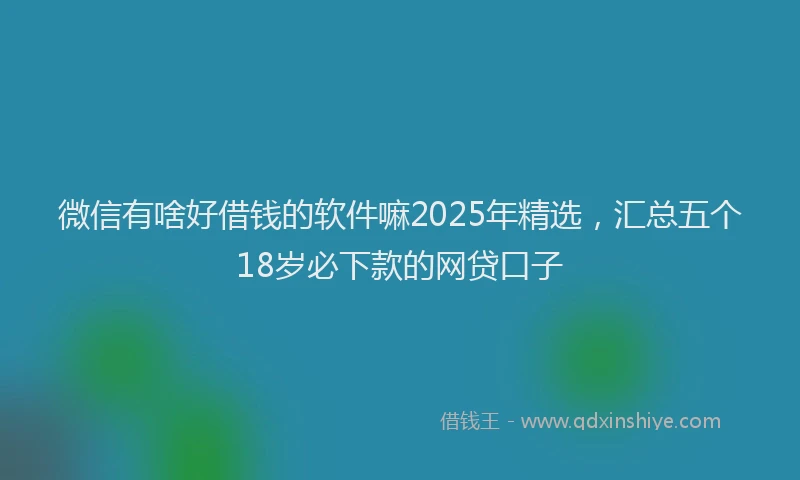 微信有啥好借钱的软件嘛2025年精选，汇总五个18岁必下款的网贷口子