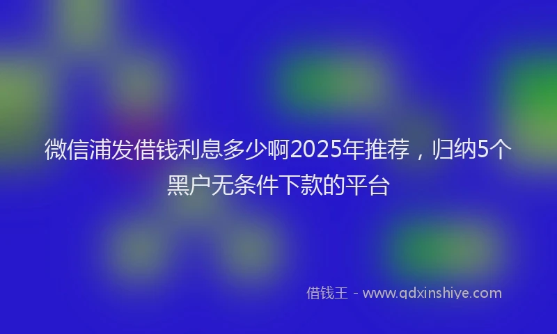 微信浦发借钱利息多少啊2025年推荐，归纳5个黑户无条件下款的平台