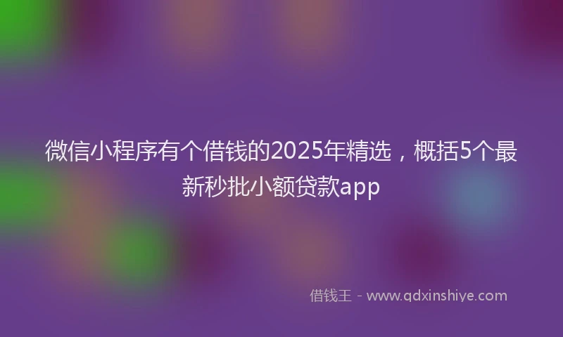 微信小程序有个借钱的2025年精选，概括5个最新秒批小额贷款app
