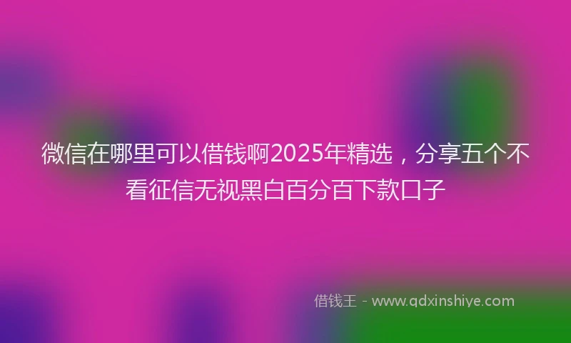 微信在哪里可以借钱啊2025年精选，分享五个不看征信无视黑白百分百下款口子