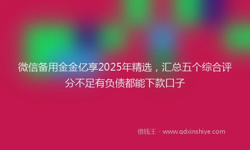 微信备用金金亿享2025年精选，汇总五个综合评分不足有负债都能下款口子