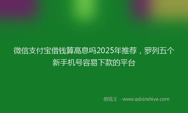 微信支付宝借钱算高息吗2025年推荐，罗列五个新手机号容易下款的平台