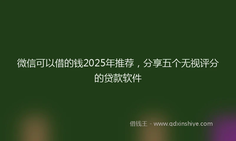 微信可以借的钱2025年推荐，分享五个无视评分的贷款软件