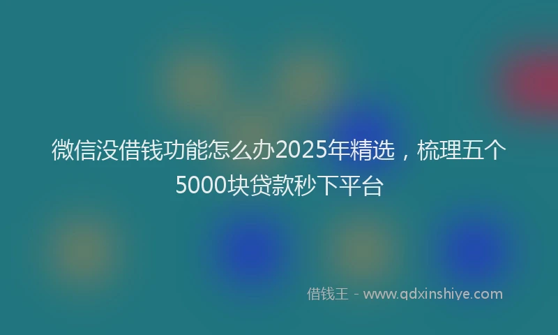 微信没借钱功能怎么办2025年精选，梳理五个5000块贷款秒下平台