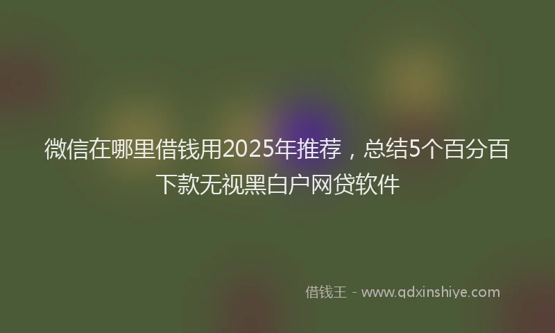 微信在哪里借钱用2025年推荐，总结5个百分百下款无视黑白户网贷软件