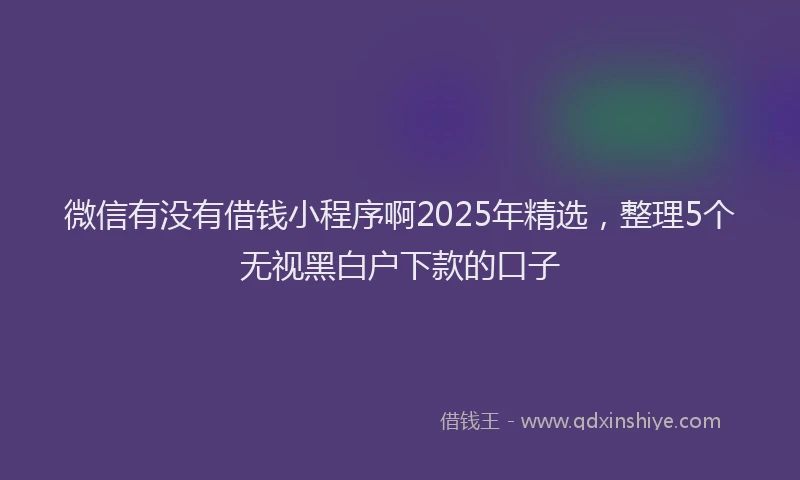 微信有没有借钱小程序啊2025年精选，整理5个无视黑白户下款的口子
