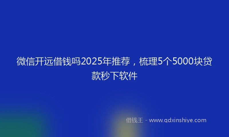 微信开远借钱吗2025年推荐，梳理5个5000块贷款秒下软件