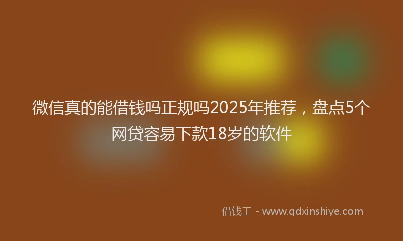 微信真的能借钱吗正规吗2025年推荐，盘点5个网贷容易下款18岁的软件