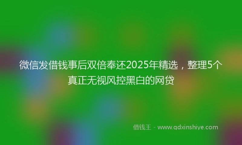 微信发借钱事后双倍奉还2025年精选，整理5个真正无视风控黑白的网贷