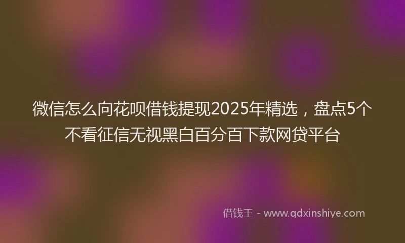 微信怎么向花呗借钱提现2025年精选，盘点5个不看征信无视黑白百分百下款网贷平台