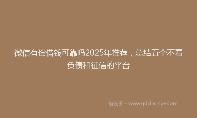 微信有偿借钱可靠吗2025年推荐，总结五个不看负债和征信的平台