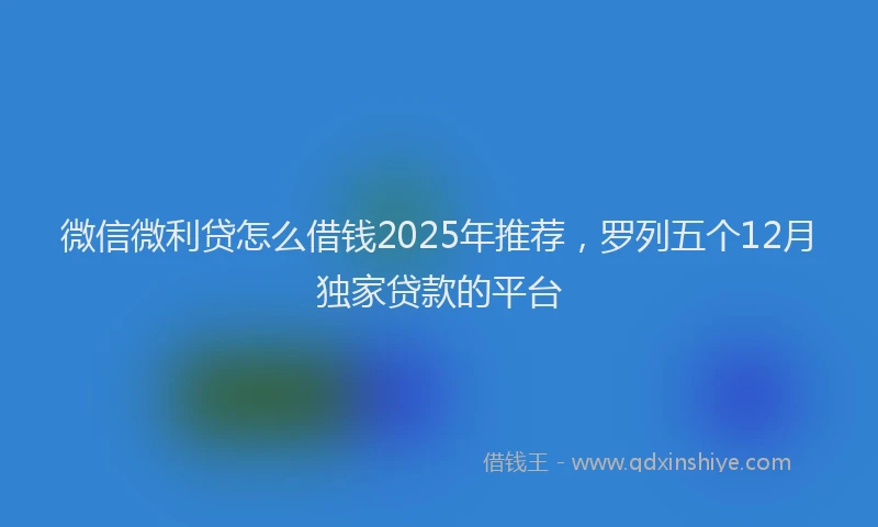 微信微利贷怎么借钱2025年推荐，罗列五个12月独家贷款的平台