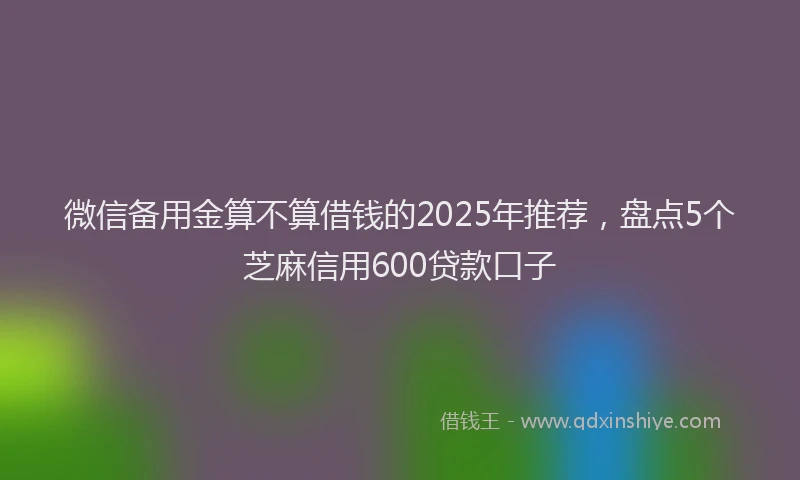 微信备用金算不算借钱的2025年推荐，盘点5个芝麻信用600贷款口子