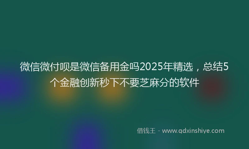 微信微付呗是微信备用金吗2025年精选，总结5个金融创新秒下不要芝麻分的软件