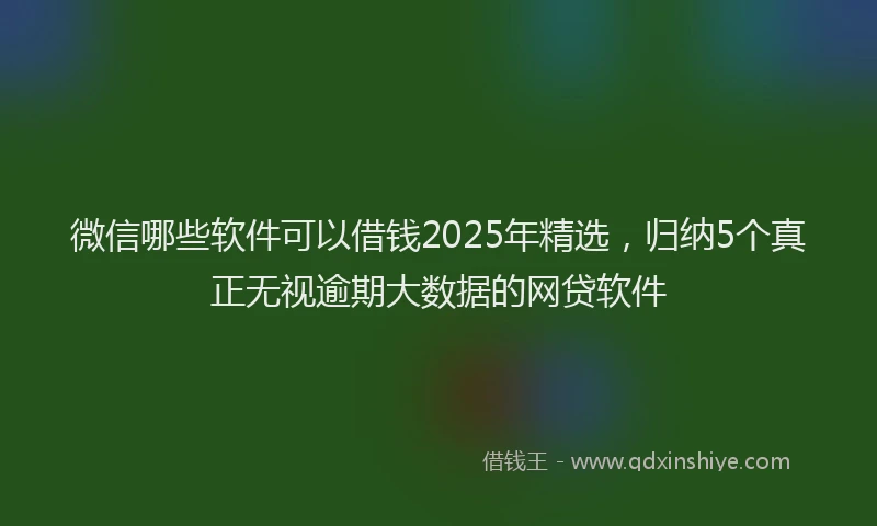 微信哪些软件可以借钱2025年精选，归纳5个真正无视逾期大数据的网贷软件