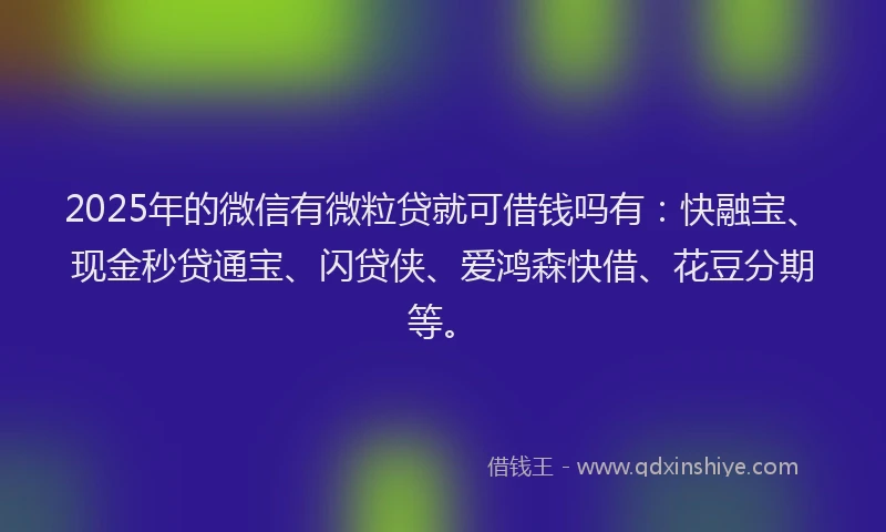 2025年的微信有微粒贷就可借钱吗有：快融宝、现金秒贷通宝、闪贷侠、爱鸿森快借、花豆分期等。