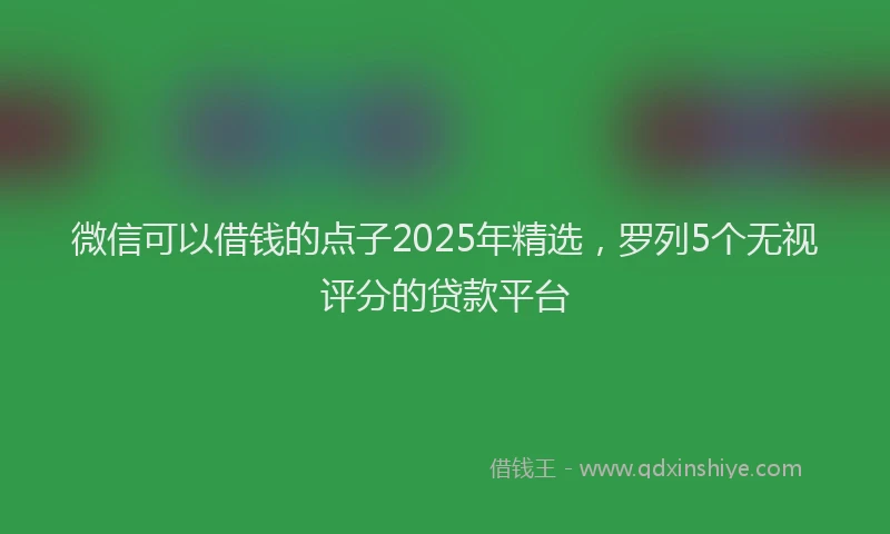 微信可以借钱的点子2025年精选，罗列5个无视评分的贷款平台