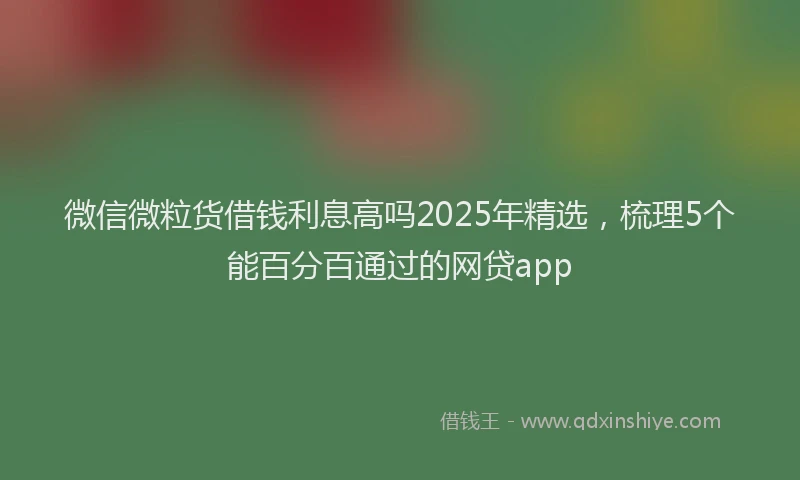 微信微粒货借钱利息高吗2025年精选，梳理5个能百分百通过的网贷app
