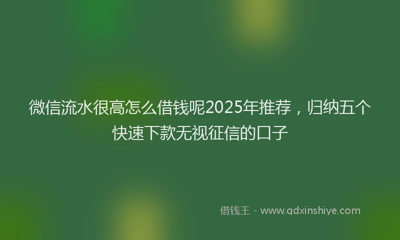 微信流水很高怎么借钱呢2025年推荐，归纳五个快速下款无视征信的口子