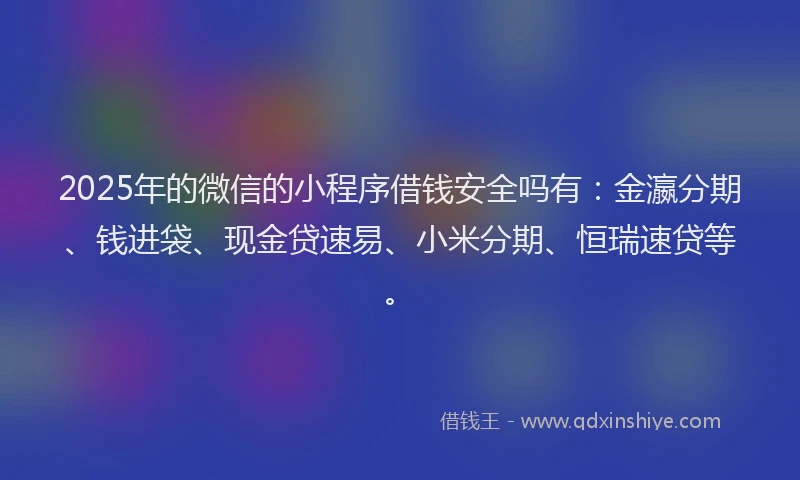 2025年的微信的小程序借钱安全吗有：金瀛分期、钱进袋、现金贷速易、小米分期、恒瑞速贷等。