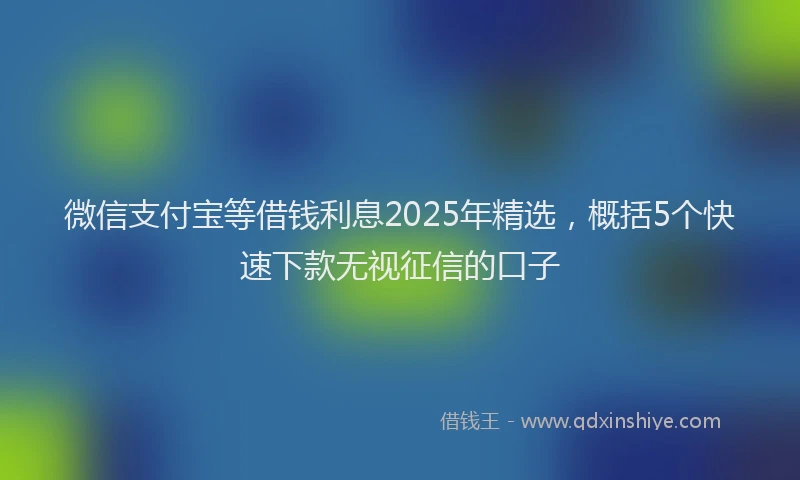 微信支付宝等借钱利息2025年精选，概括5个快速下款无视征信的口子
