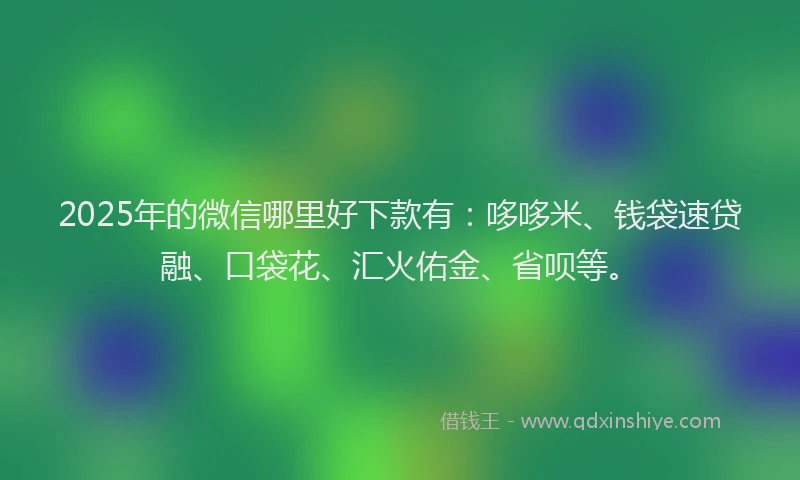 2025年的微信哪里好下款有：哆哆米、钱袋速贷融、口袋花、汇火佑金、省呗等。