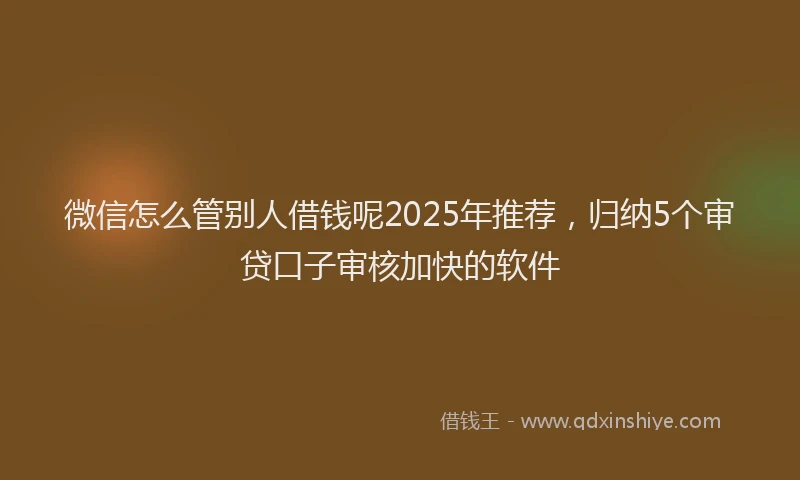 微信怎么管别人借钱呢2025年推荐，归纳5个审贷口子审核加快的软件