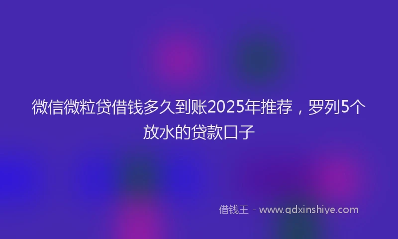 微信微粒贷借钱多久到账2025年推荐，罗列5个放水的贷款口子