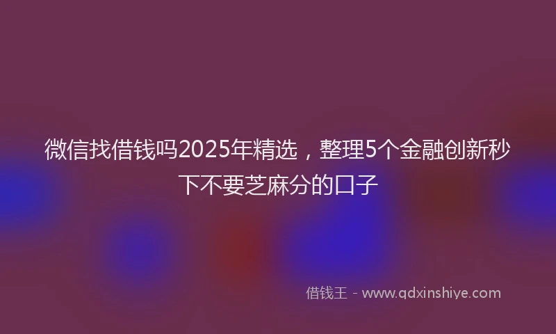 微信找借钱吗2025年精选，整理5个金融创新秒下不要芝麻分的口子