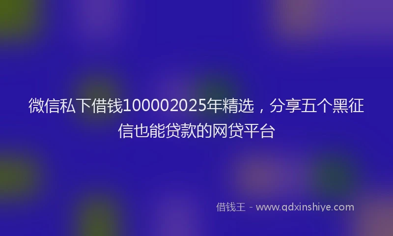 微信私下借钱100002025年精选，分享五个黑征信也能贷款的网贷平台