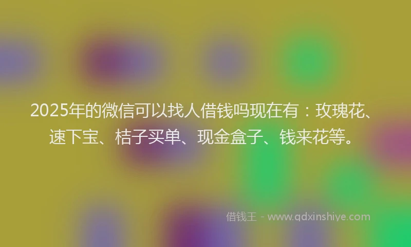 2025年的微信可以找人借钱吗现在有：玫瑰花、速下宝、桔子买单、现金盒子、钱来花等。