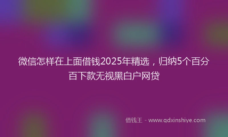 微信怎样在上面借钱2025年精选，归纳5个百分百下款无视黑白户网贷