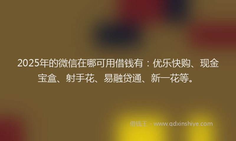 2025年的微信在哪可用借钱有：优乐快购、现金宝盒、射手花、易融贷通、新一花等。