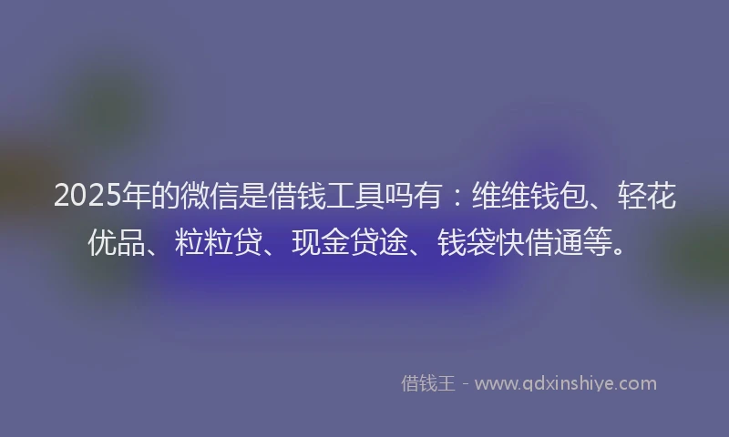 2025年的微信是借钱工具吗有：维维钱包、轻花优品、粒粒贷、现金贷途、钱袋快借通等。