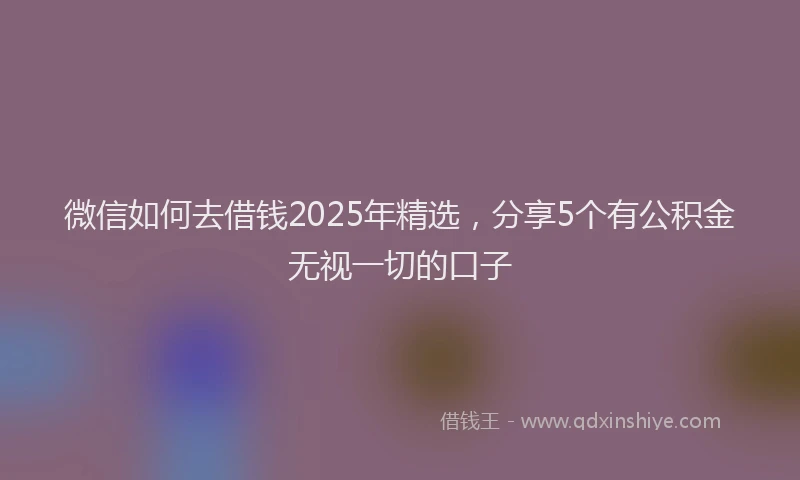 微信如何去借钱2025年精选，分享5个有公积金无视一切的口子