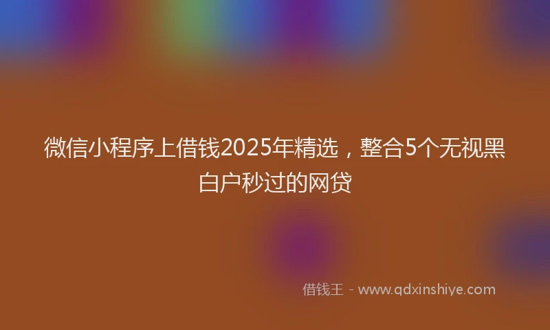 微信小程序上借钱2025年精选，整合5个无视黑白户秒过的网贷
