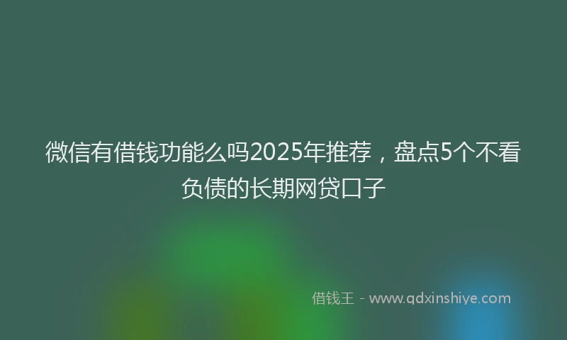 微信有借钱功能么吗2025年推荐，盘点5个不看负债的长期网贷口子