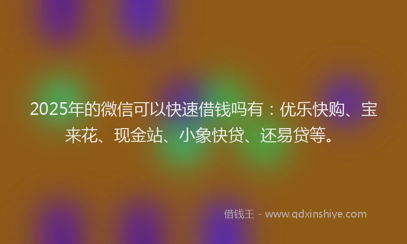 2025年的微信可以快速借钱吗有：优乐快购、宝来花、现金站、小象快贷、还易贷等。