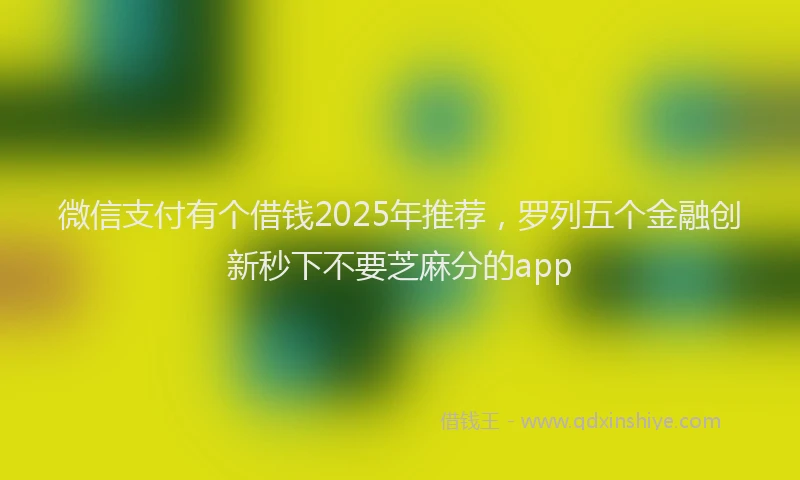 微信支付有个借钱2025年推荐，罗列五个金融创新秒下不要芝麻分的app